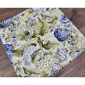 Waverly Floral Flourish Pillow Cover 20" Blue Yellow Quilted Cottage Granny Core